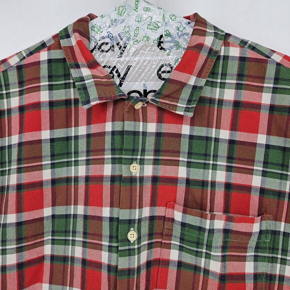 Vtg Abercrombie Flannel Shirt Mens XL Red Green Plaid Short Sleeve Casual - Picture 2 of 10